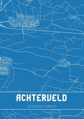 Blueprint of the map of Achterveld located in Utrecht the Netherlands.