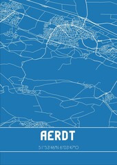 Blueprint of the map of Aerdt located in Gelderland the Netherlands.