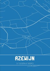 Blueprint of the map of Azewijn located in Gelderland the Netherlands.
