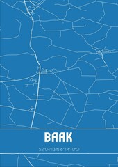 Blueprint of the map of Baak located in Gelderland the Netherlands.