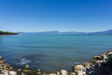 Panoramic view of Desenzano beach on Lake Garda