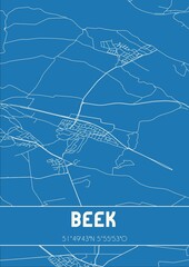 Blueprint of the map of Beek located in Gelderland the Netherlands.