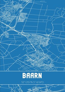 Blueprint of the map of Baarn located in Utrecht the Netherlands.