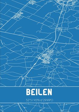 Blueprint of the map of Beilen located in Drenthe the Netherlands.