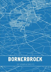 Blueprint of the map of Bornerbroek located in Overijssel the Netherlands.