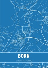 Blueprint of the map of Born located in Limburg the Netherlands.