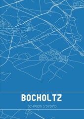 Blueprint of the map of Bocholtz located in Limburg the Netherlands.