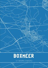 Blueprint of the map of Boxmeer located in Noord-Brabant the Netherlands.
