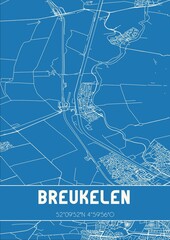 Blueprint of the map of Breukelen located in Utrecht the Netherlands.