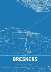 Blueprint of the map of Breskens located in Zeeland the Netherlands.