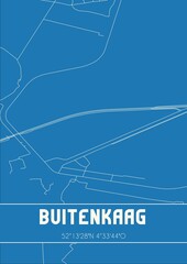Blueprint of the map of Buitenkaag located in Noord-Holland the Netherlands.