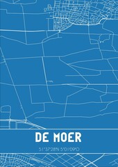 Blueprint of the map of De Moer located in Noord-Brabant the Netherlands.