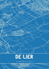 Blueprint of the map of De Lier located in Zuid-Holland the Netherlands.