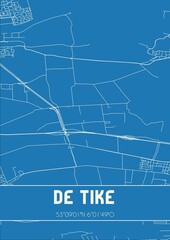 Blueprint of the map of De Tike located in Fryslan the Netherlands.