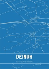 Obraz premium Blueprint of the map of Deinum located in Fryslan the Netherlands.