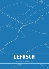 Blueprint of the map of Dearsum located in Fryslan the Netherlands.