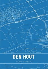 Blueprint of the map of Den Hout located in Noord-Brabant the Netherlands.