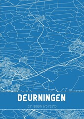 Blueprint of the map of Deurningen located in Overijssel the Netherlands.