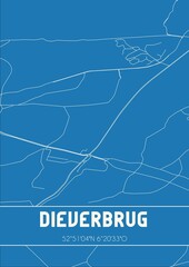 Blueprint of the map of Dieverbrug located in Drenthe the Netherlands.