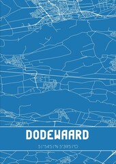 Fototapeta premium Blueprint of the map of Dodewaard located in Gelderland the Netherlands.