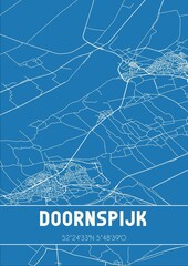 Blueprint of the map of Doornspijk located in Gelderland the Netherlands.