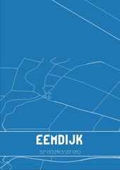 Blueprint of the map of Eemdijk located in Utrecht the Netherlands.