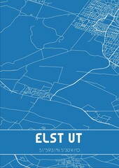 Blueprint of the map of Elst Ut located in Utrecht the Netherlands.