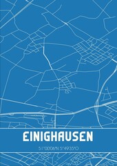 Blueprint of the map of Einighausen located in Limburg the Netherlands.