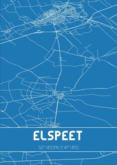 Blueprint of the map of Elspeet located in Gelderland the Netherlands.