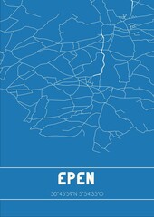 Blueprint of the map of Epen located in Limburg the Netherlands.