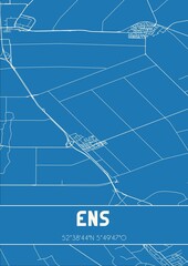 Blueprint of the map of Ens located in Flevoland the Netherlands.