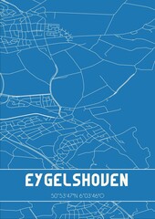 Blueprint of the map of Eygelshoven located in Limburg the Netherlands.