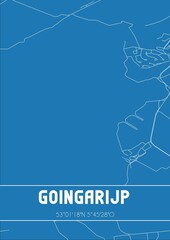 Blueprint of the map of Goingarijp located in Fryslan the Netherlands.