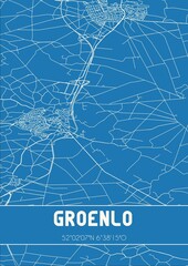 Blueprint of the map of Groenlo located in Gelderland the Netherlands.