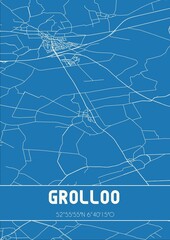 Blueprint of the map of Grolloo located in Drenthe the Netherlands.