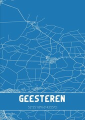 Blueprint of the map of Geesteren located in Overijssel the Netherlands.