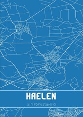 Blueprint of the map of Haelen located in Limburg the Netherlands.