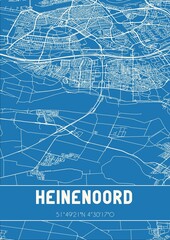 Fototapeta premium Blueprint of the map of Heinenoord located in Zuid-Holland the Netherlands.
