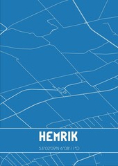 Blueprint of the map of Hemrik located in Fryslan the Netherlands.