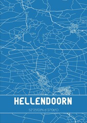 Fototapeta premium Blueprint of the map of Hellendoorn located in Overijssel the Netherlands.