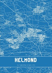 Blueprint of the map of Helmond located in Noord-Brabant the Netherlands.