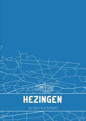 Blueprint of the map of Hezingen located in Overijssel the Netherlands.