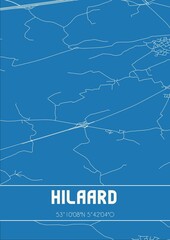 Blueprint of the map of Hilaard located in Fryslan the Netherlands.