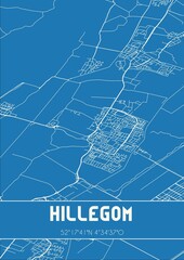 Blueprint of the map of Hillegom located in Zuid-Holland the Netherlands.
