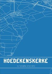 Blueprint of the map of Hoedekenskerke located in Zeeland the Netherlands.