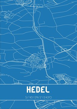 Blueprint of the map of Hedel located in Gelderland the Netherlands.