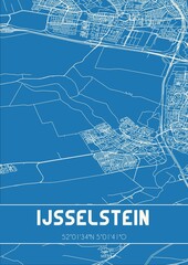 Blueprint of the map of IJsselstein located in Utrecht the Netherlands.