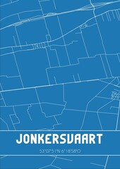 Blueprint of the map of Jonkersvaart located in Groningen the Netherlands.