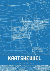 Fototapeta premium Blueprint of the map of Kaatsheuvel located in Noord-Brabant the Netherlands.