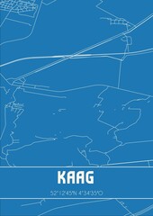 Blueprint of the map of Kaag located in Zuid-Holland the Netherlands.